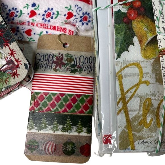 Christmas Junk Journal  With Charm u Washi  Fabric Wrap Tons Ephemera Handmade B - Picture 3 of 16